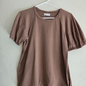 Velvet Brand Brown Puff Sleeve Women's Top